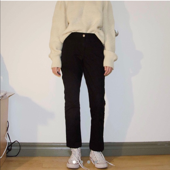 Black straight leg casual pants - Picture 1 of 4